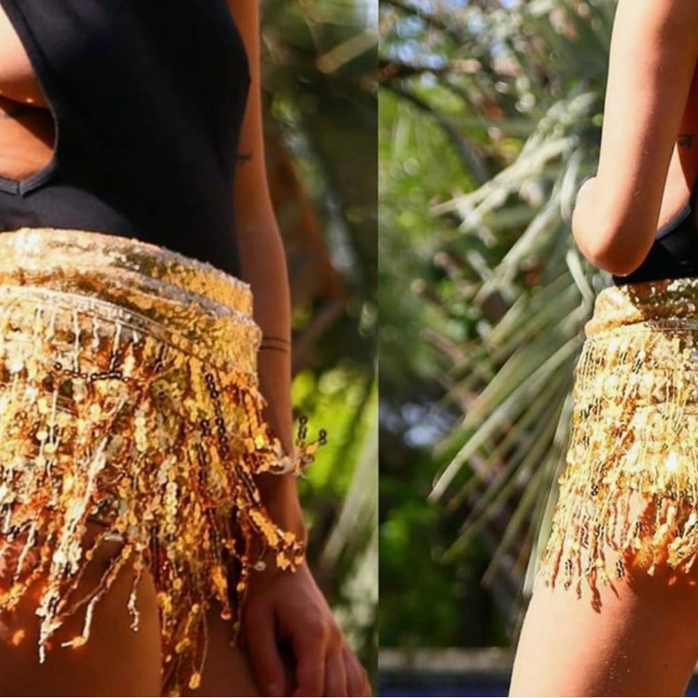 Gold Sequin Fringe shorts